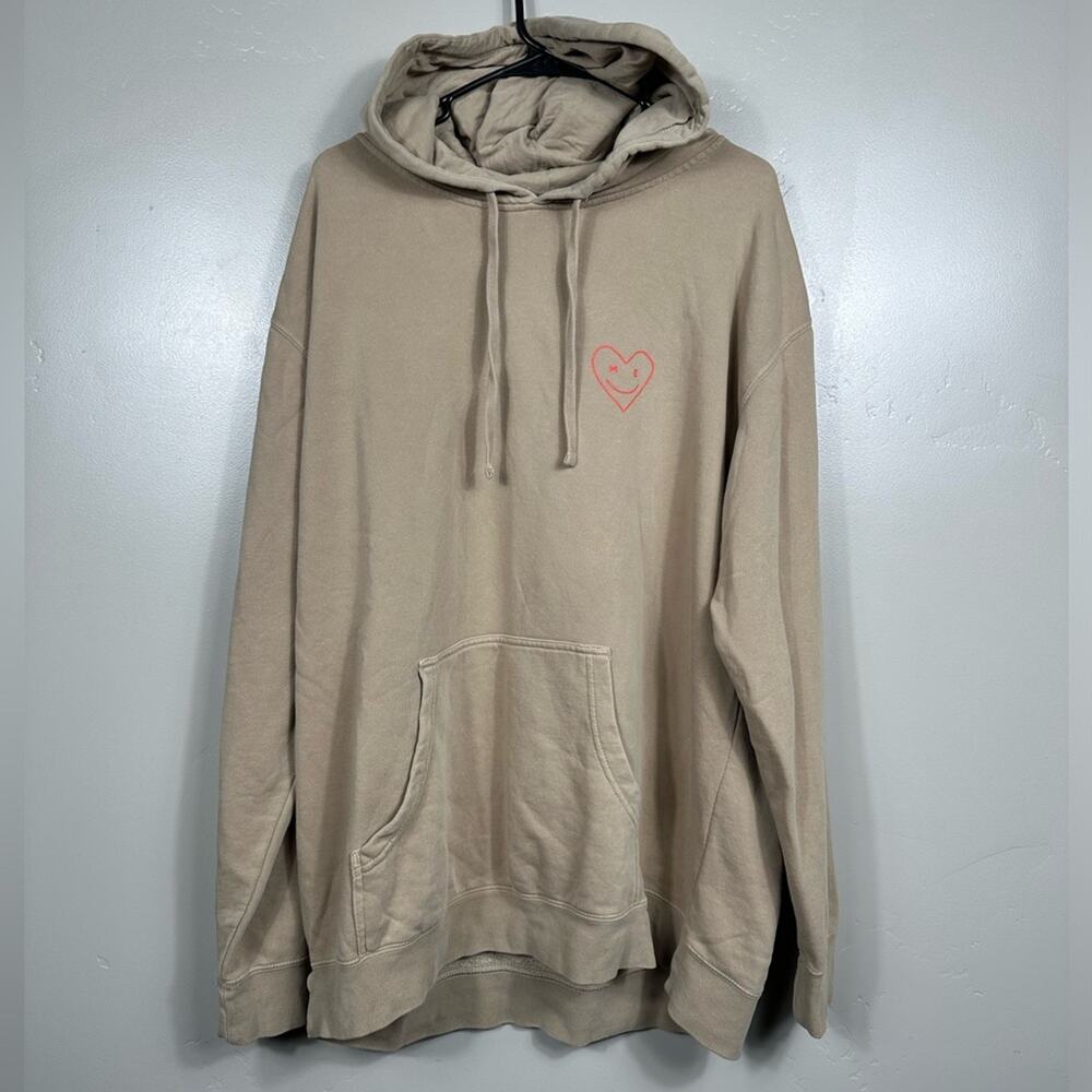 Lonely Ghost Self Love Club Hoodie in Tan Brown Red Graphic Print Size XL